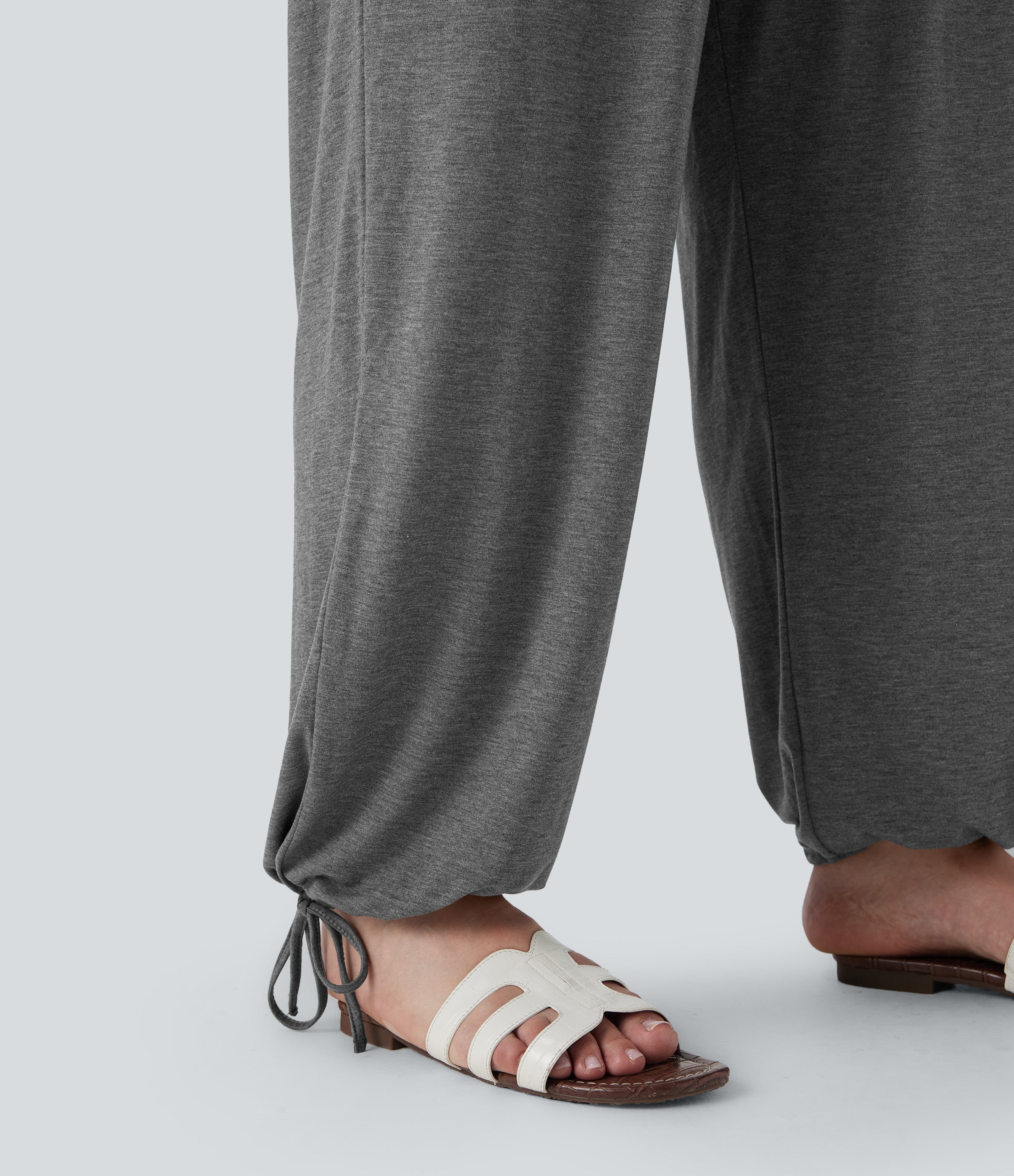 Plus Size Crossover High Waisted Drawstring Casual Joggers with Pockets