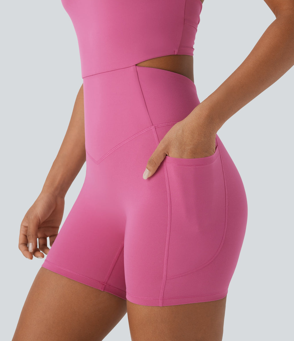UltraSculptTM SoCinched Tummy Control Training Romper with Pockets-Easy Peezy Edition