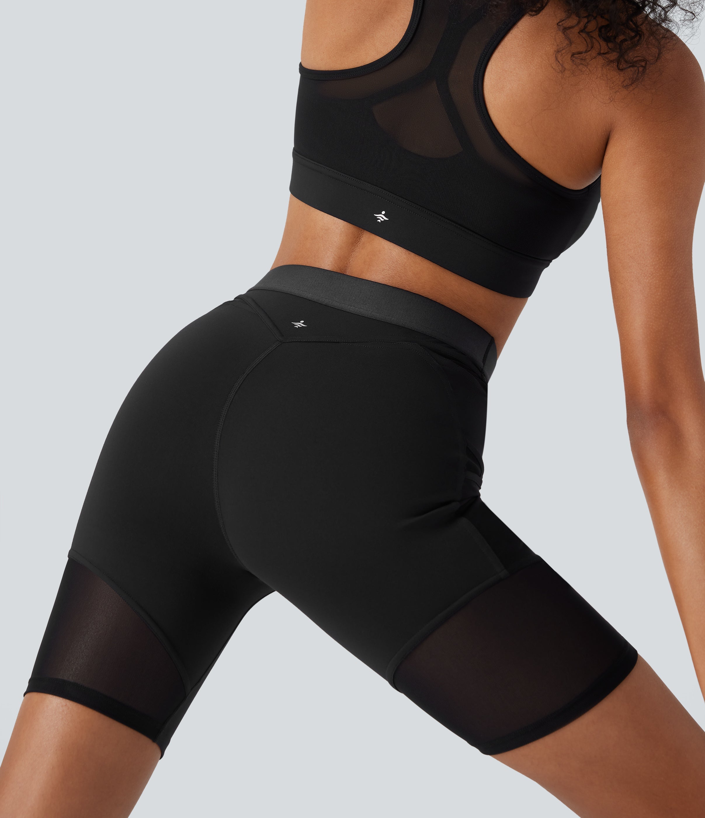 SpeedWaveTM High Waisted Contrast Mesh Quick Dry Training Biker Shorts 7'' with Pockets
