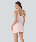 SoftlyZeroTM Plush Push-Up Molded Cups 2-in-1 Yoga Active Dress with Pockets-Easy Peezy