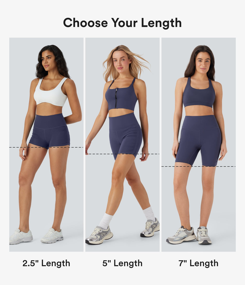 SoftlyZeroTM QuickDry SoCinched High-Waisted Tummy-Control Ruched Running Biker Shorts 5''