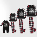 Christmas Family Matching Pajamas-Red and Gray Plaid Pjs set with "We Wish You A Merry Christmas" Artistic Font Slogan Print