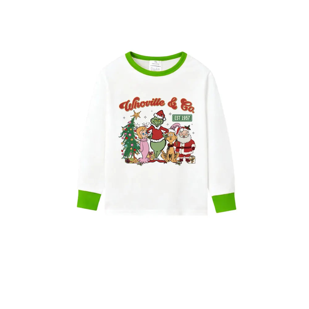 Holiday Family Christmas Pajamas Set With Playful Xmas Character Pattern Print