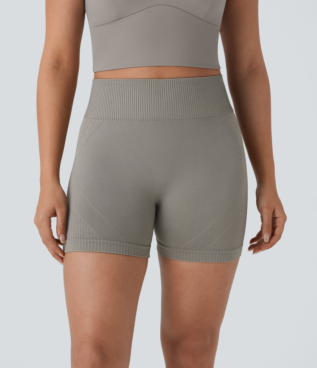 Seamless Flow High Waisted Ruched Yoga Biker Shorts 4''