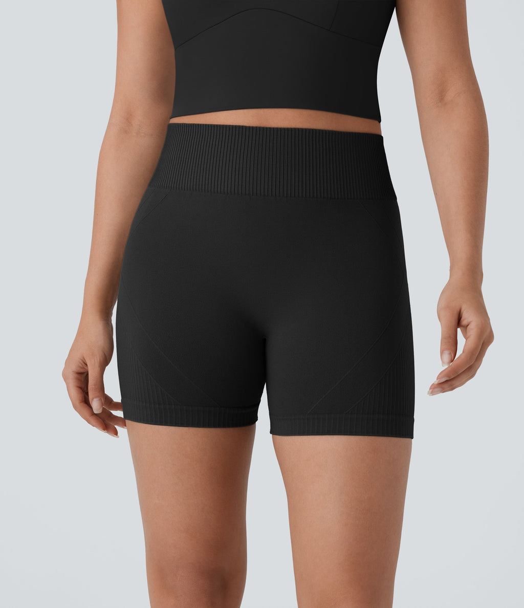 Seamless Flow High Waisted Ruched Yoga Biker Shorts 4''