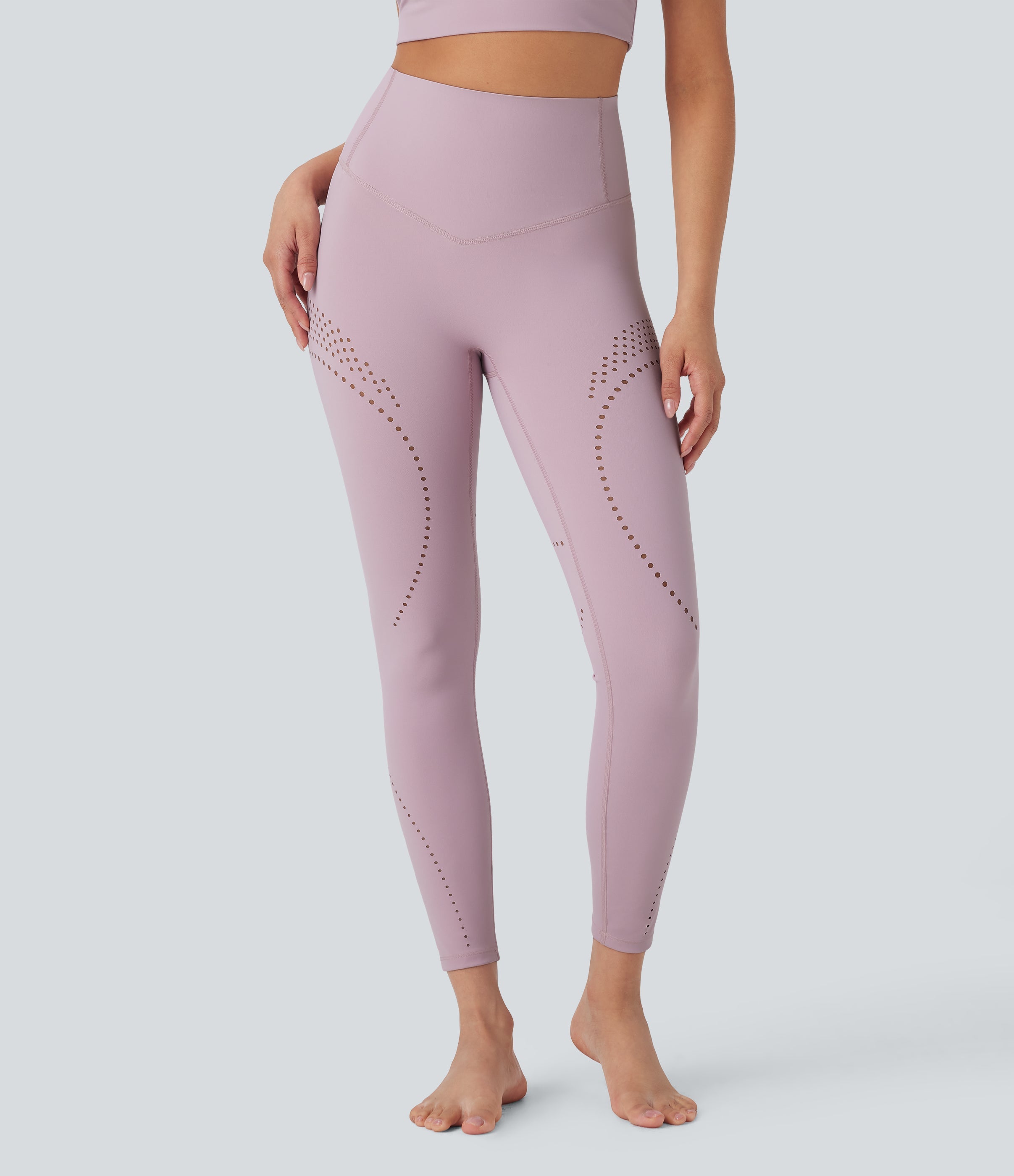UltraSculptTM Cool Quick Dry High Waisted Tummy Control Ventilation Perforated Yoga Leggings-UPF 50+