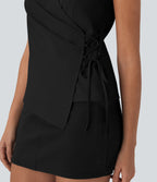 V Neck Wrapped Crisscross Lace Up Work Vest