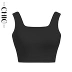 Square Neck Solid Crop Tank Top