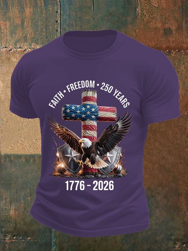 Men's  Faith-Freedom-Legacy 250 years strong Print T-Shirt