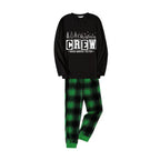 Christmas Family Matching Pajamas-Black Top and Green Plaid Pants Pjs Set with "Christmas Crew Making Memories Together " Print