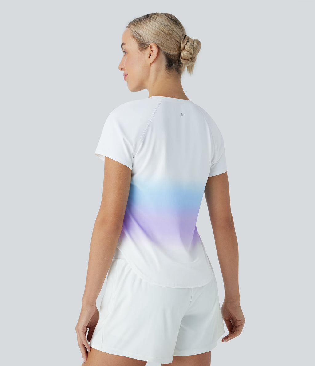 SoftlyZeroTM QuickDry Round Neck Short Sleeve Gradient Running Sports Top