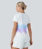 SoftlyZeroTM QuickDry Round Neck Short Sleeve Gradient Running Sports Top