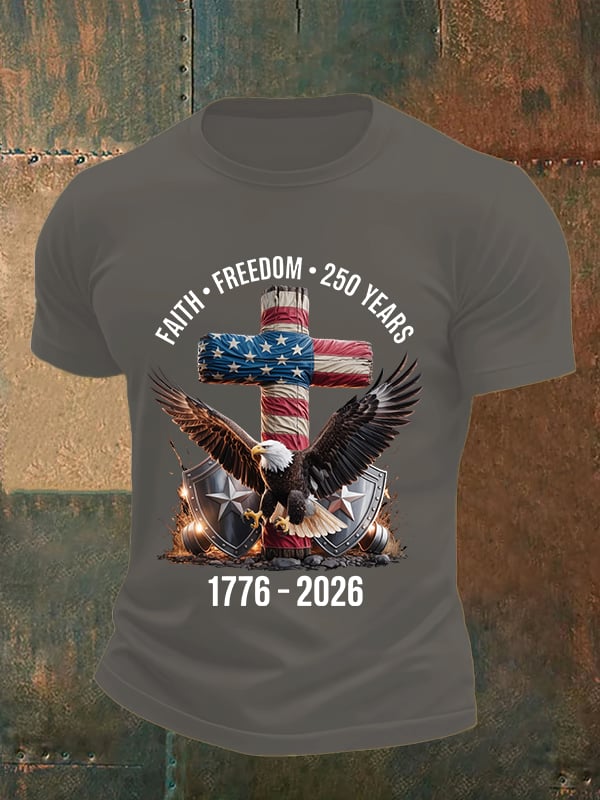 Men's  Faith-Freedom-Legacy 250 years strong Print T-Shirt