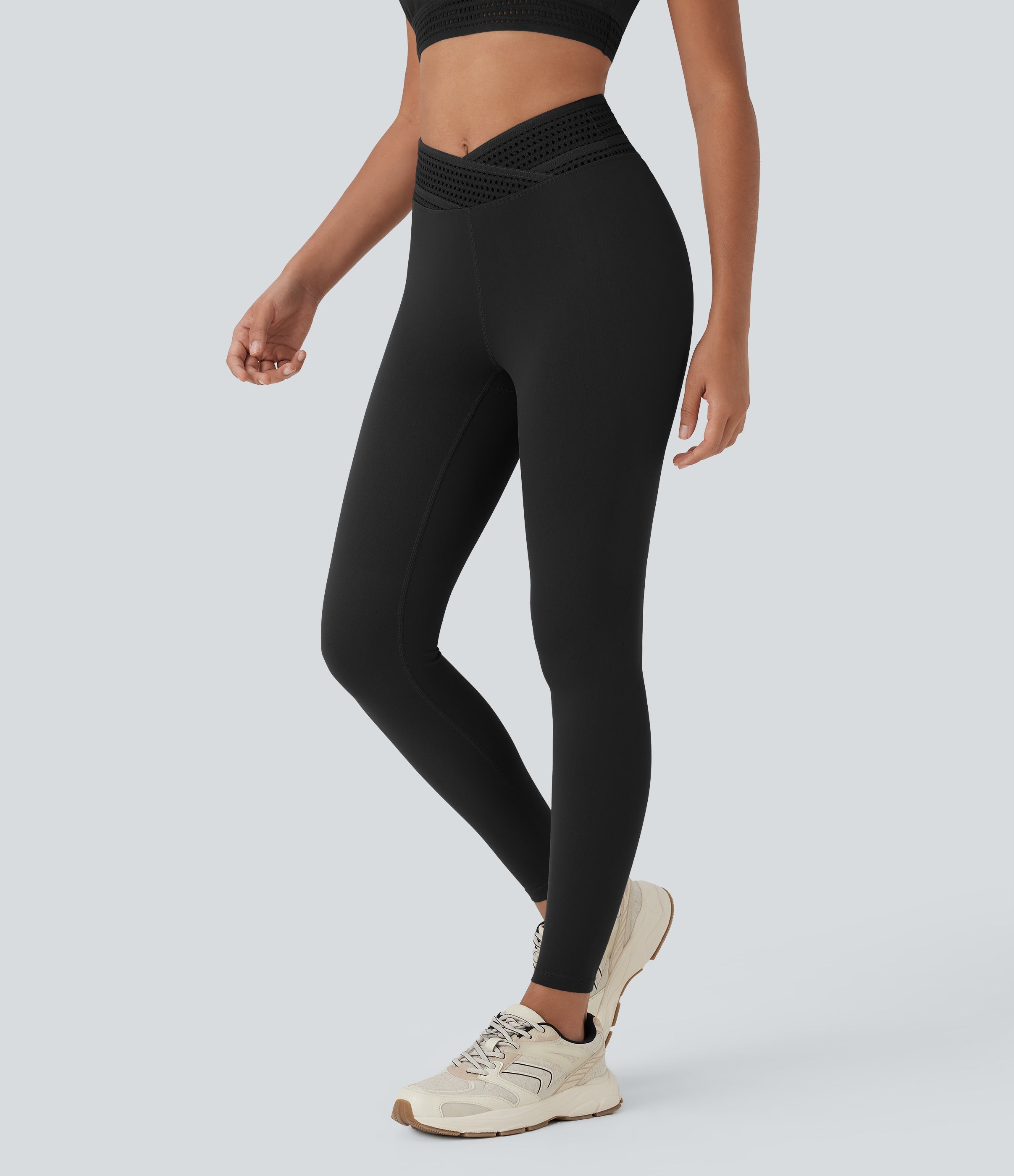 High Waisted Crossover Cut Out Yoga Leggings