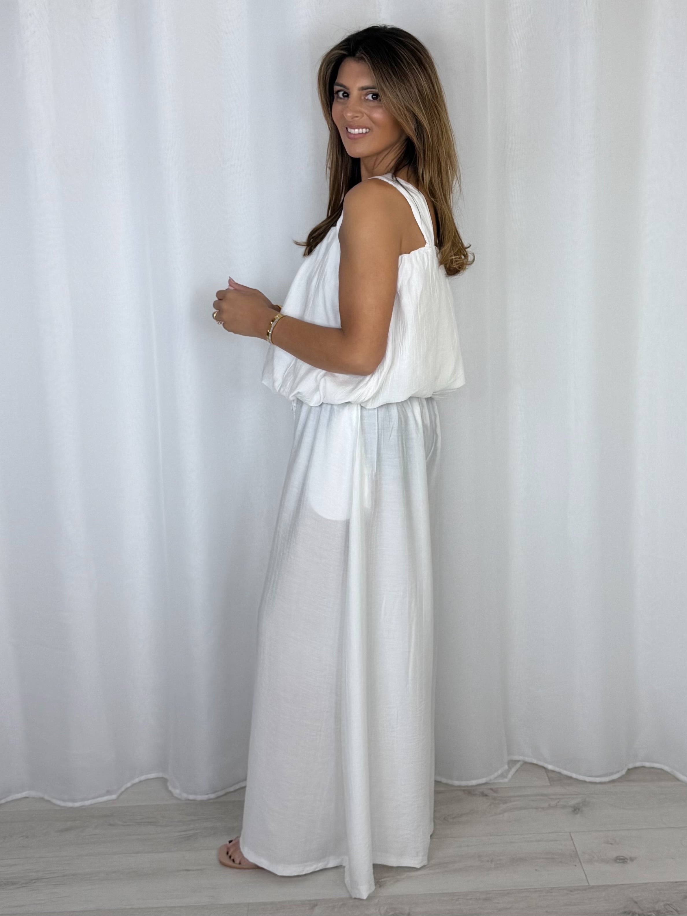 Balloon Style Thick Strap Top And Gathered Trouser Co-Ord (10 Colours)