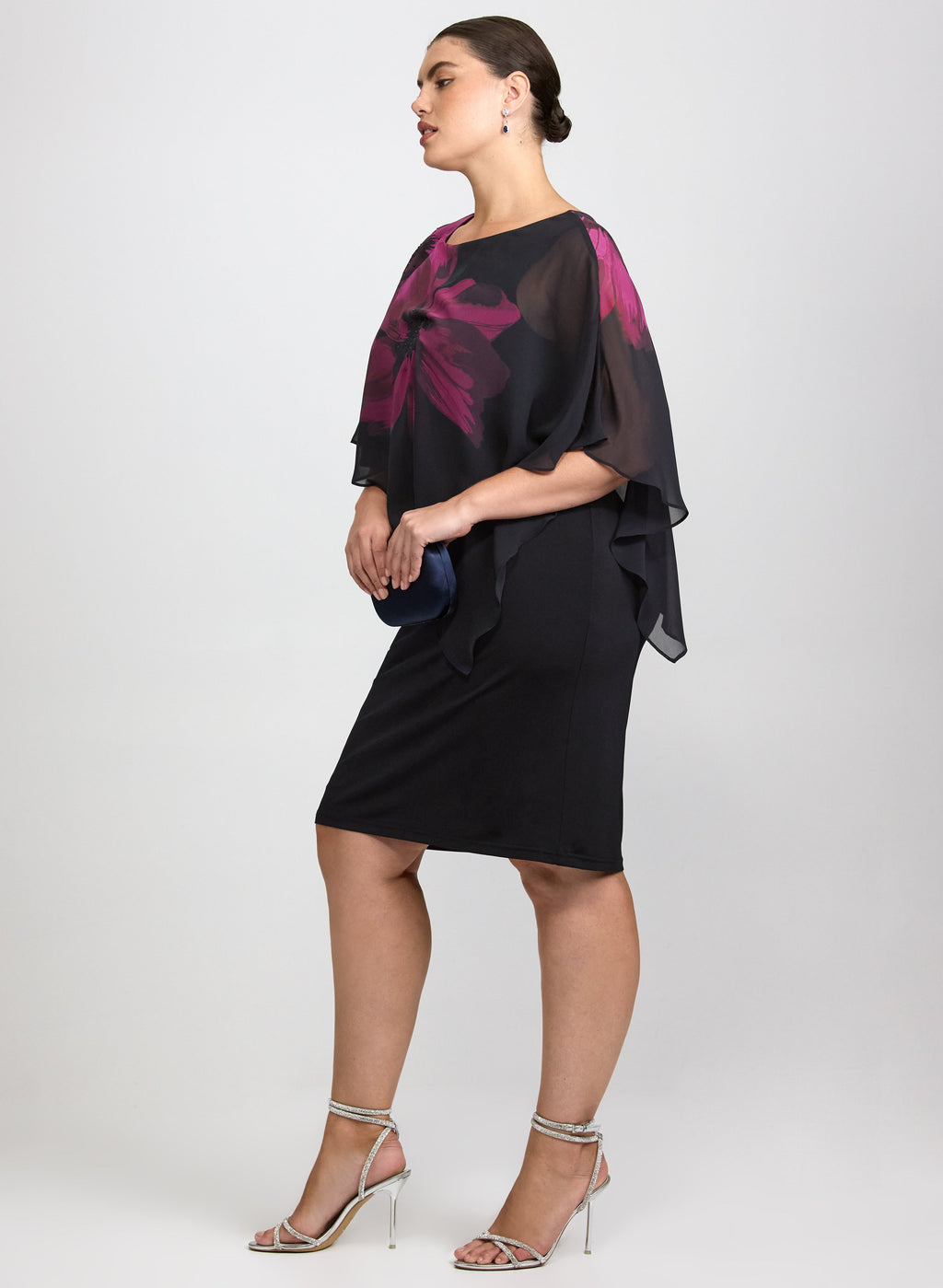 Chiffon Poncho Jersey Dress