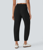 High Waisted Barrel Leg Casual Pants with Pockets