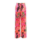 Colorful Floral Sleeveless Tropical Pattern V-Neck Vest Top & Pleated Pants