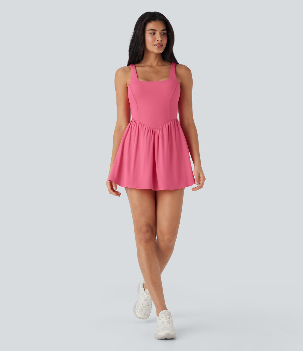 BreezefulTM Tie Back 2-in-1 Quick Dry Mini Dance Active Dress with Pocket-Easy Peezy Edition