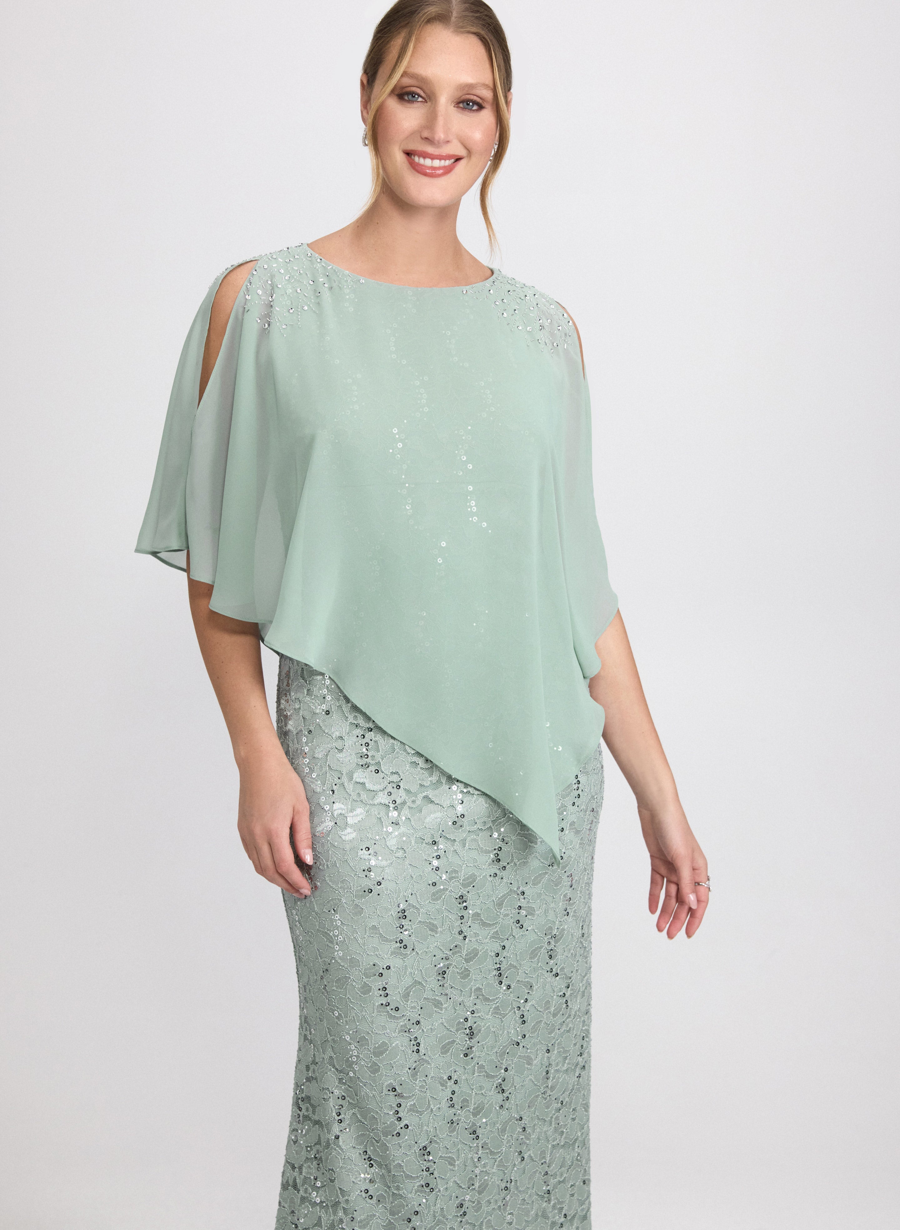 Lace Capelet Overlay Dress
