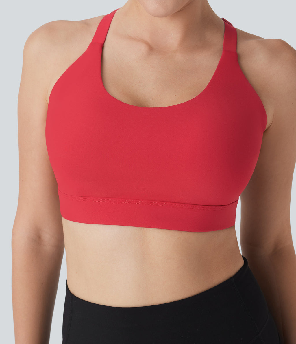 SpeedWaveTM Medium Support Molded Cups Perforated Adjustable Hook Quick Dry Training Sports Bra-D/DD/DDD/F Cups