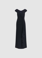 Jersey Waterfall Ruffle Dress