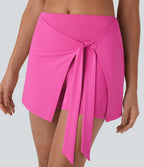 SoftlyZeroTM QuickDry High Waisted Butt Lifting Tie Front 2-in-1 Mini Yoga Skirt with Pocket