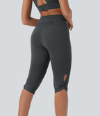 High-Waisted Cut-Out Quick-Dry Yoga Pedal Pusher Leggings with Pocket