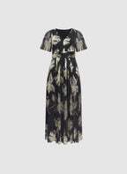 Metallic Pleated Dress