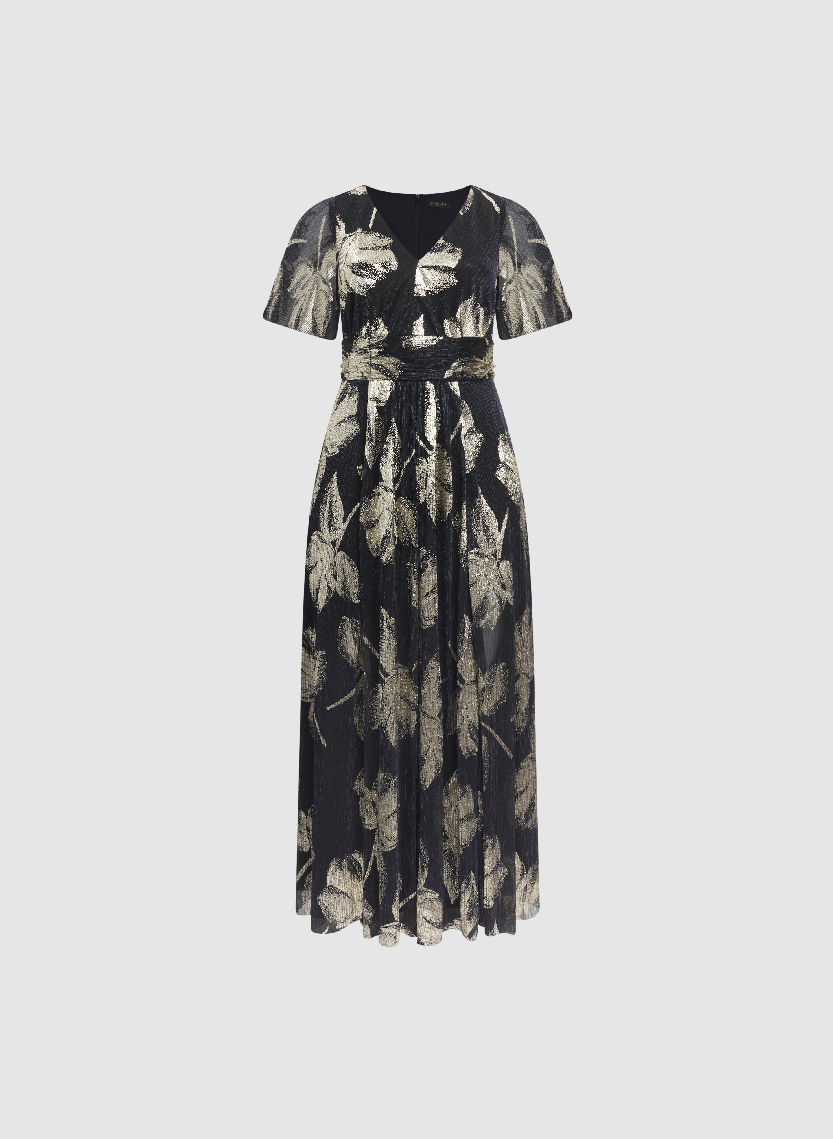Metallic Pleated Dress