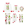 Family Christmas White Pajamas Set With "HO HO HO" & Cute Christmas Character Print