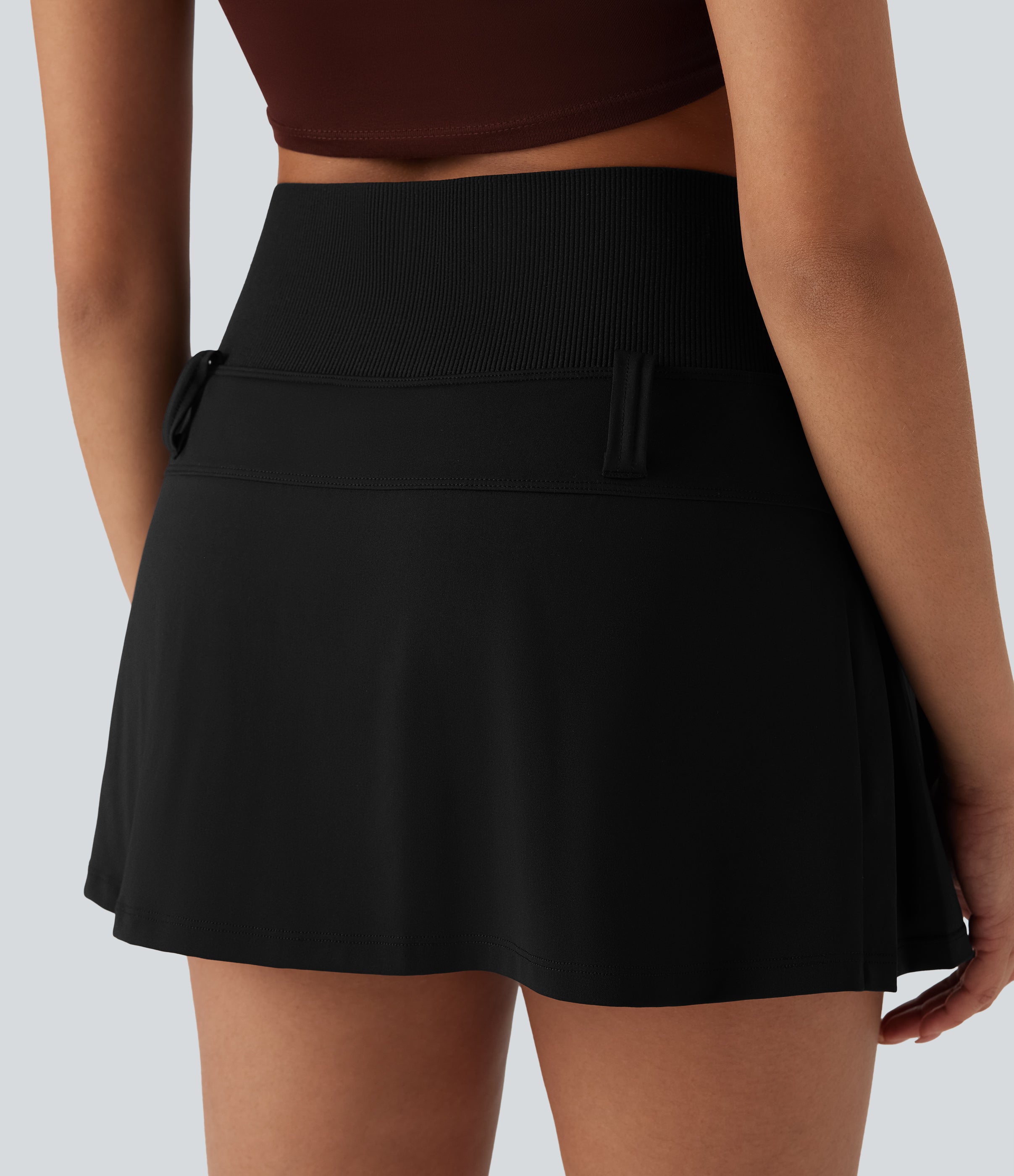 SoftlyZeroTM QuickDry High Waisted Pleated Mini 2-in-1 Skirt with Pocket-Front and Back Wearable