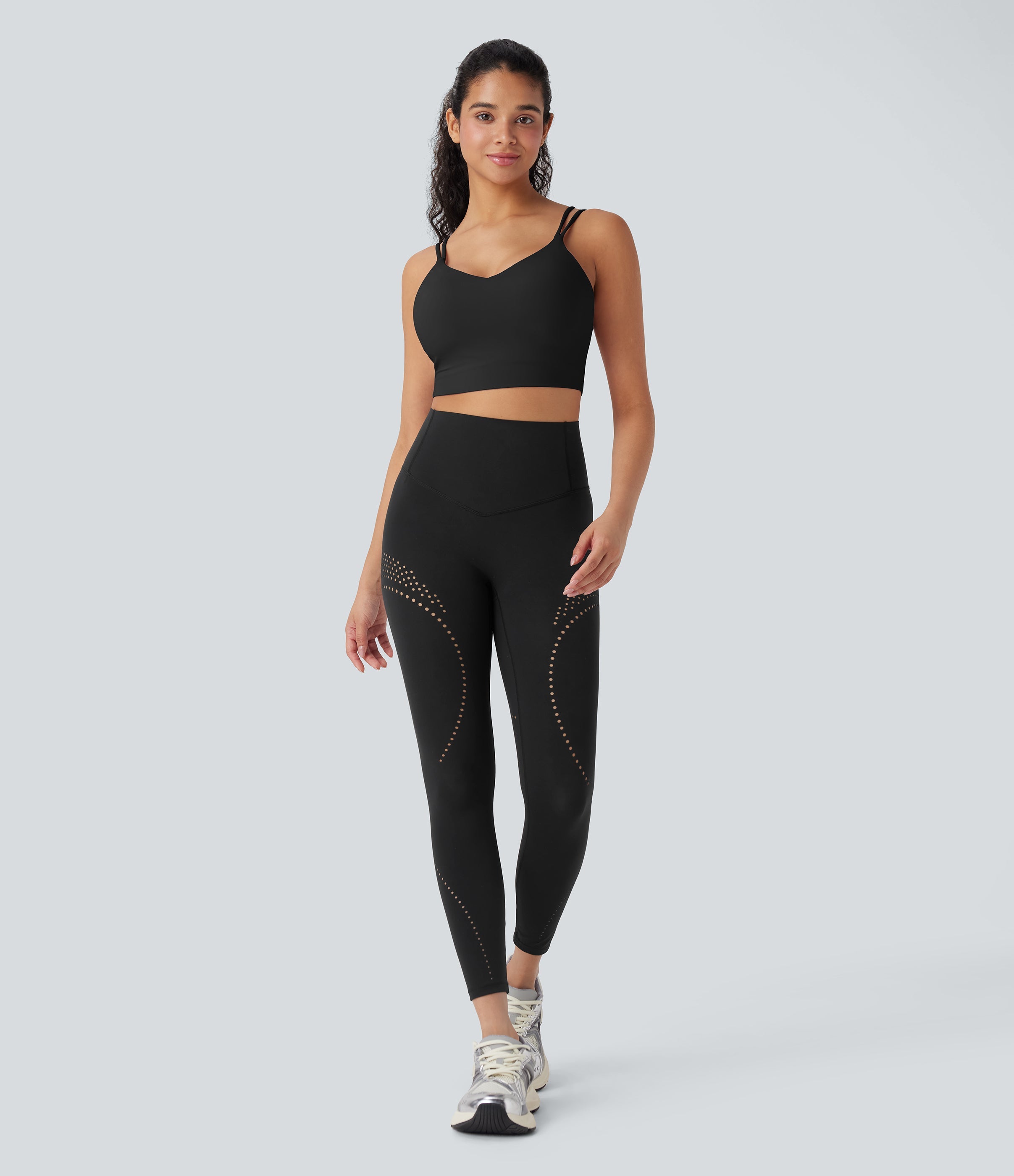 UltraSculptTM Cool Quick Dry High Waisted Tummy Control Ventilation Perforated Yoga Leggings-UPF 50+
