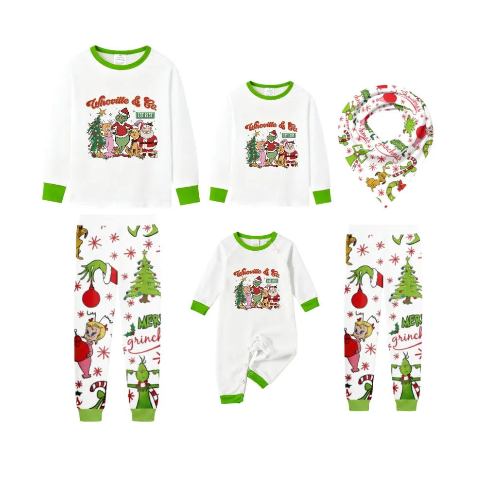 Holiday Family Christmas Pajamas Set With Playful Xmas Character Pattern Print