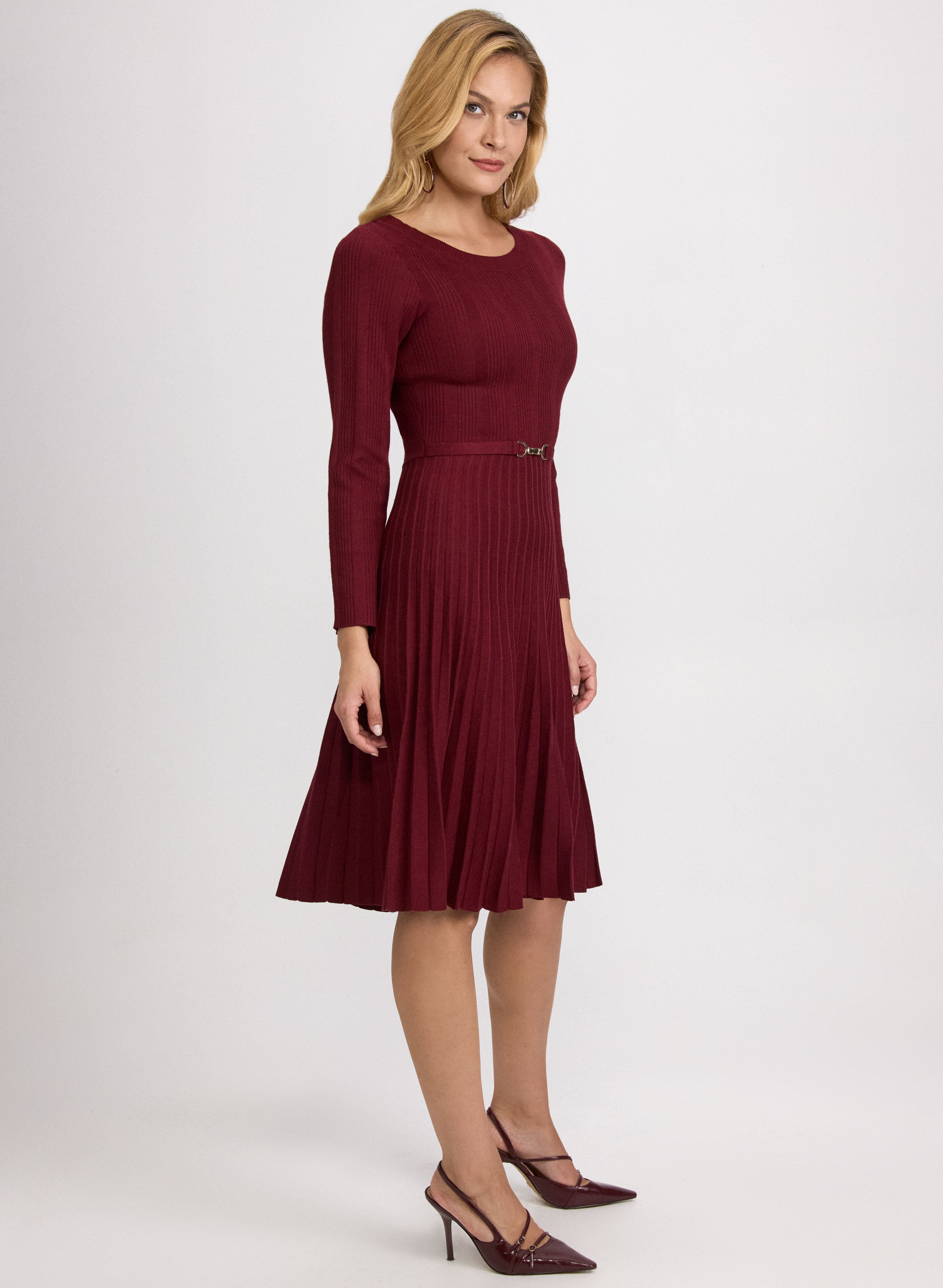 Pleated Knit Dress