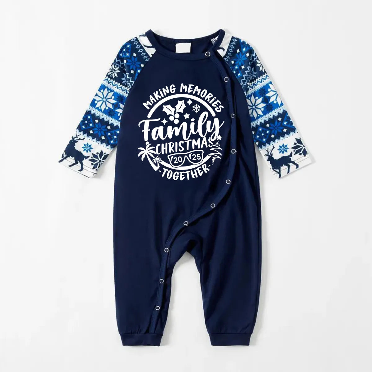Christmas Make Memories Together 2025 Print Blue Family Matching Pajamas With Dog bandana