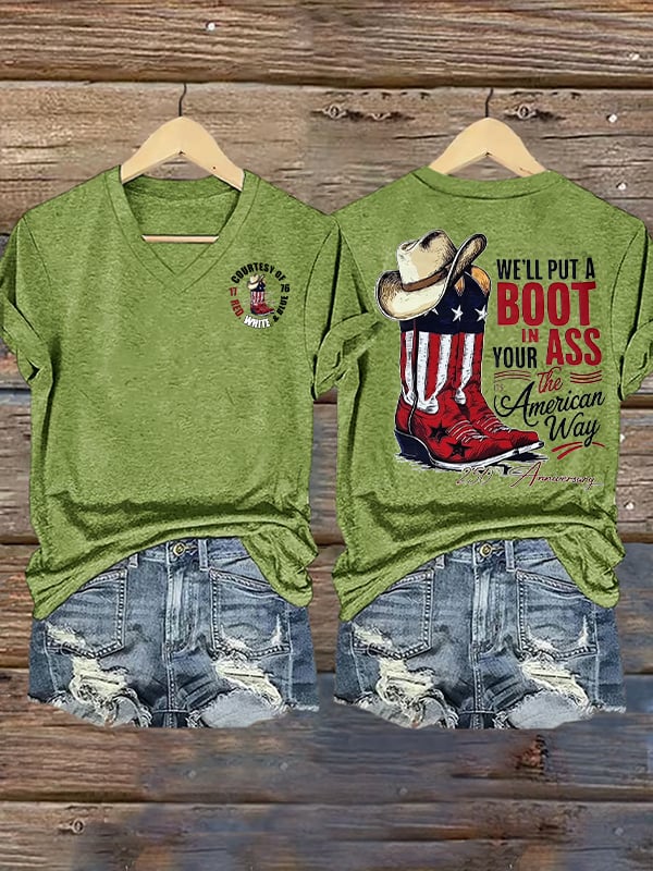 Women's  WE'LL PUT A BOOT Print T-Shirt