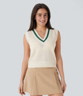 V Neck Color Block Casual Sweater Vest