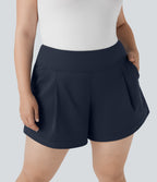 Plus Size High Waisted Work Shorts with Pockets