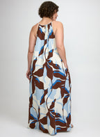 Leaf Print Maxi Dress
