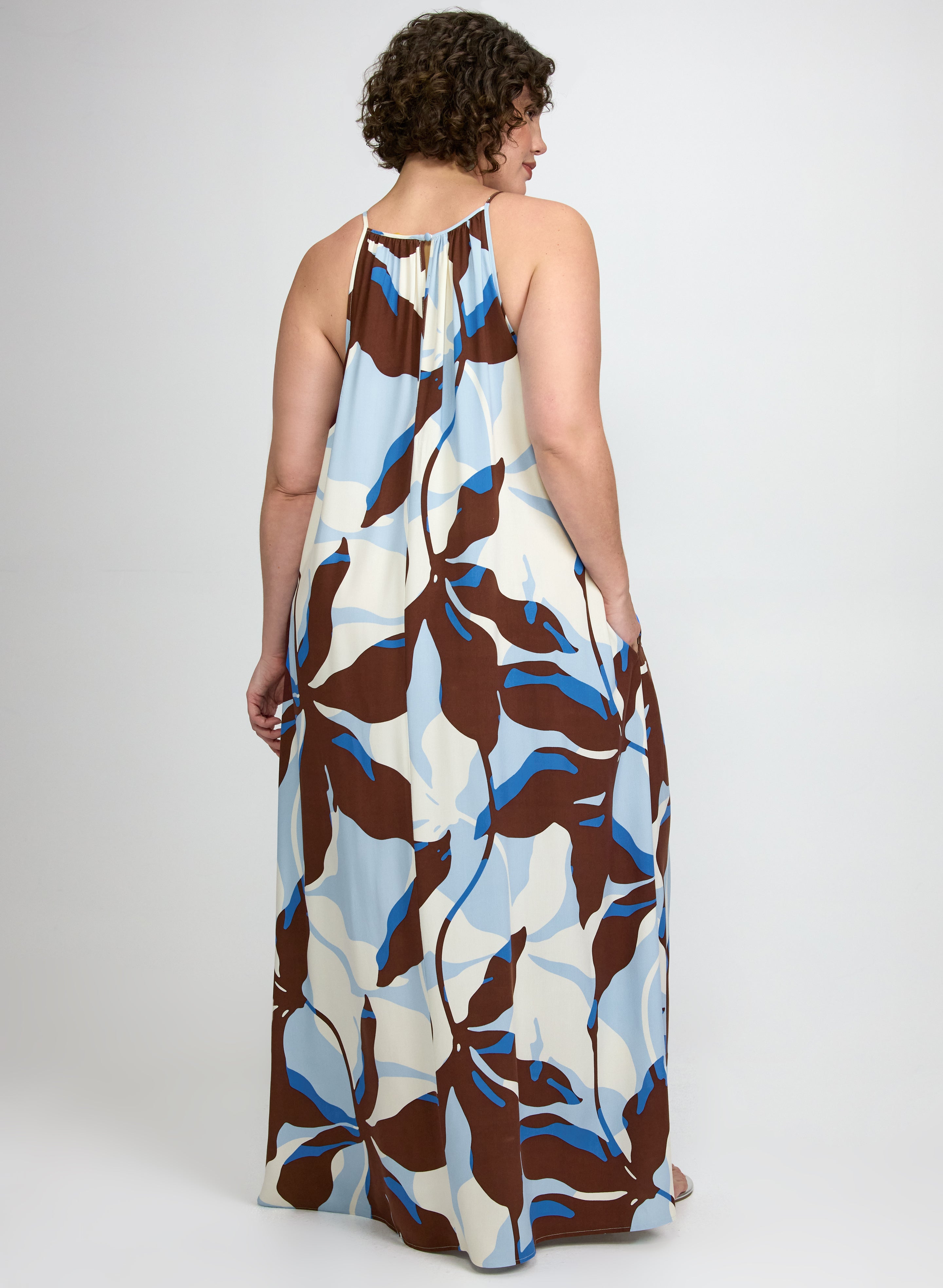 Leaf Print Maxi Dress