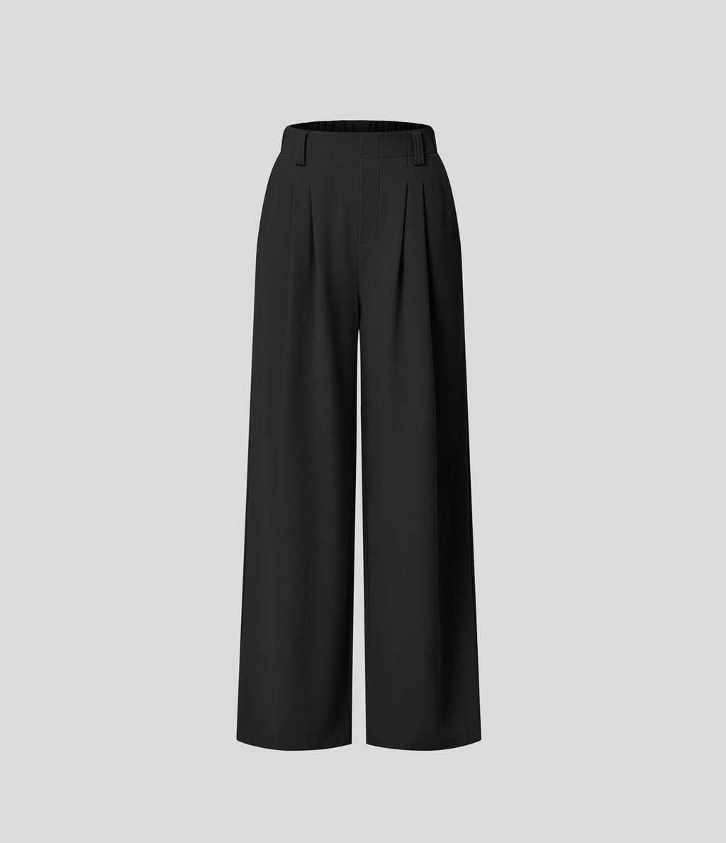 FlexTM High Waisted Side Pocket Wide Leg Waffle Work Pants