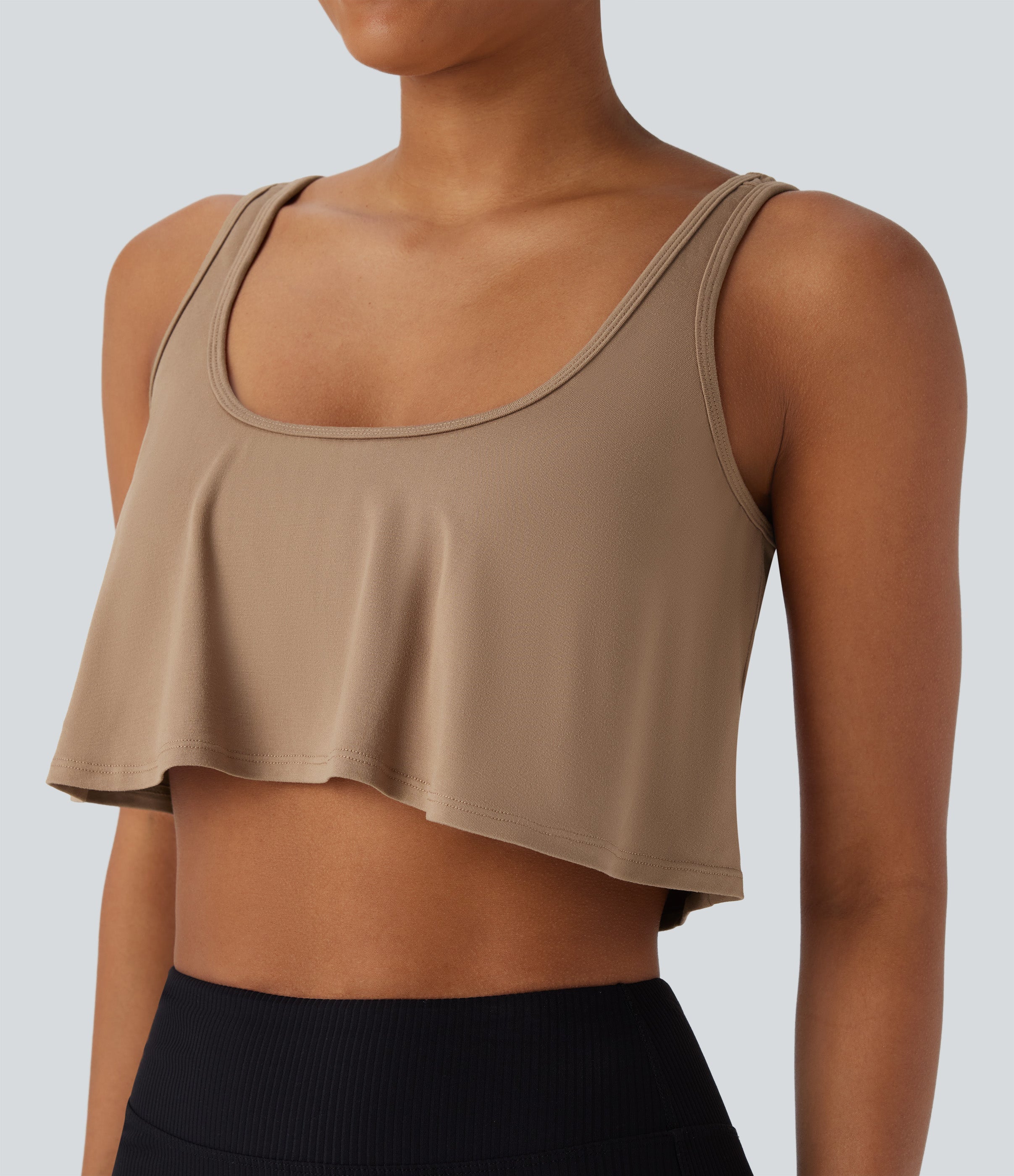 U Neck Draped Cropped Yoga Tank Top