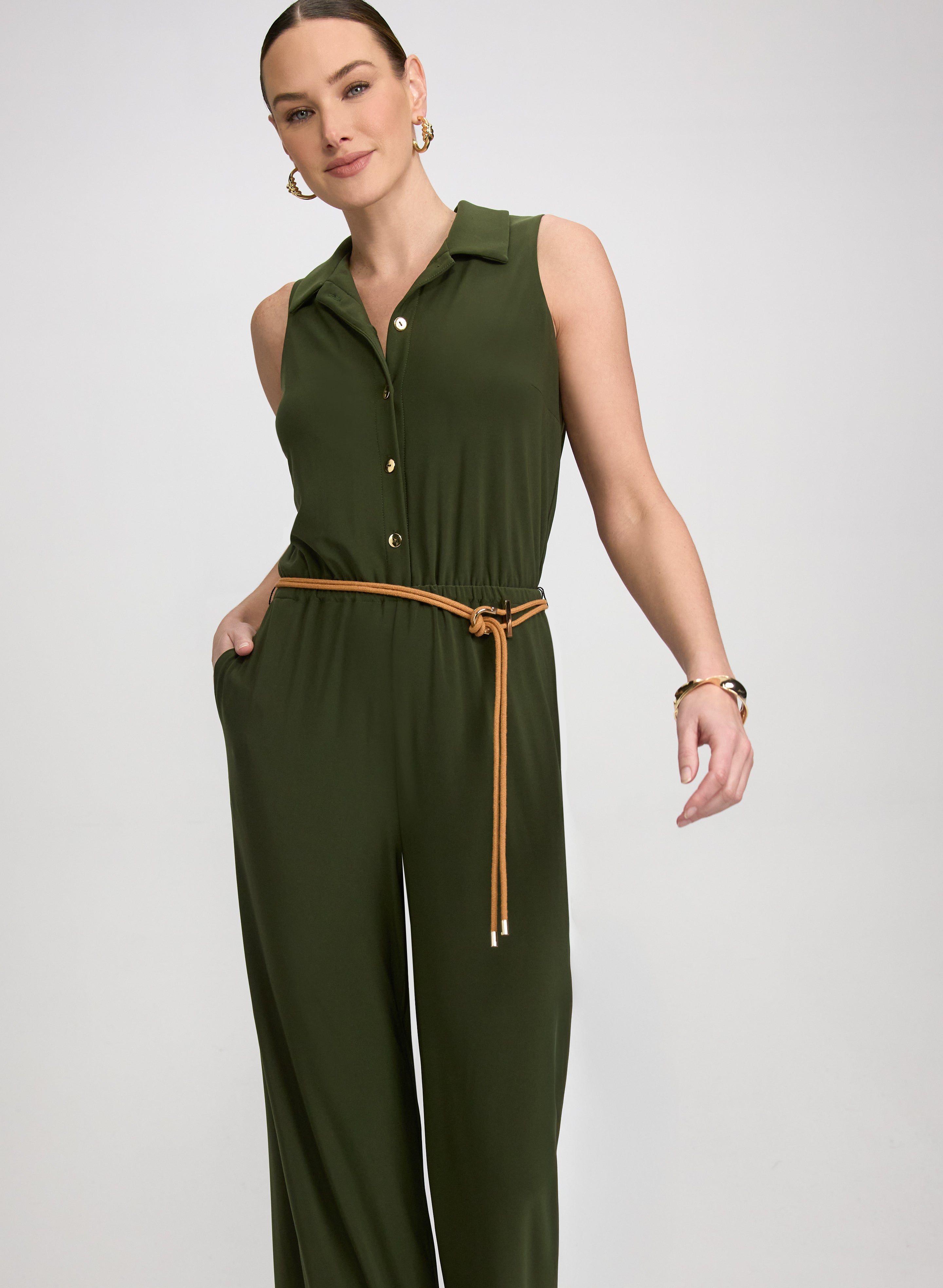 Belted Jersey Jumpsuit