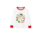 Family Christmas White Pajamas Set With Xmas Pattern Design
