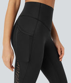 UltraSculptTM Cool Quick Dry SoCinched High Waisted Tummy Control Ventilation Perforated Yoga Leggings with Pockets-UPF50+