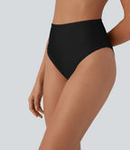 High Waisted Tummy Control Sheen Bikini Bottom Swimsuit