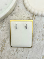 Thin Diamonté Half Hoop Earrings (2 Colours)