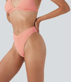 V-Shaped Low Rise Gingham High Leg Cheeky Bikini Bottom Swimsuit