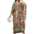 Plus Size V-Neck Batwing Sleeves Floral Print Caftan Kaftan Dress